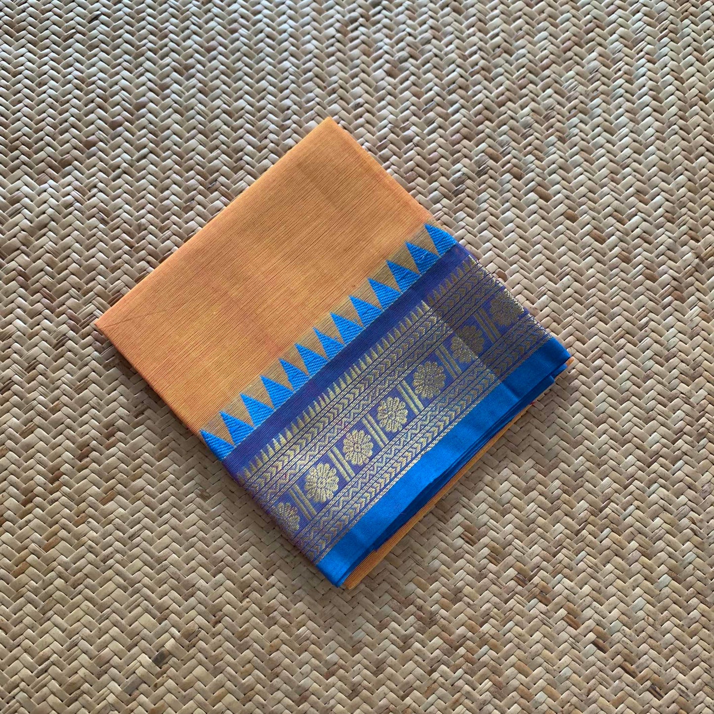 Orange, Chettinad Cotton Blouse piece