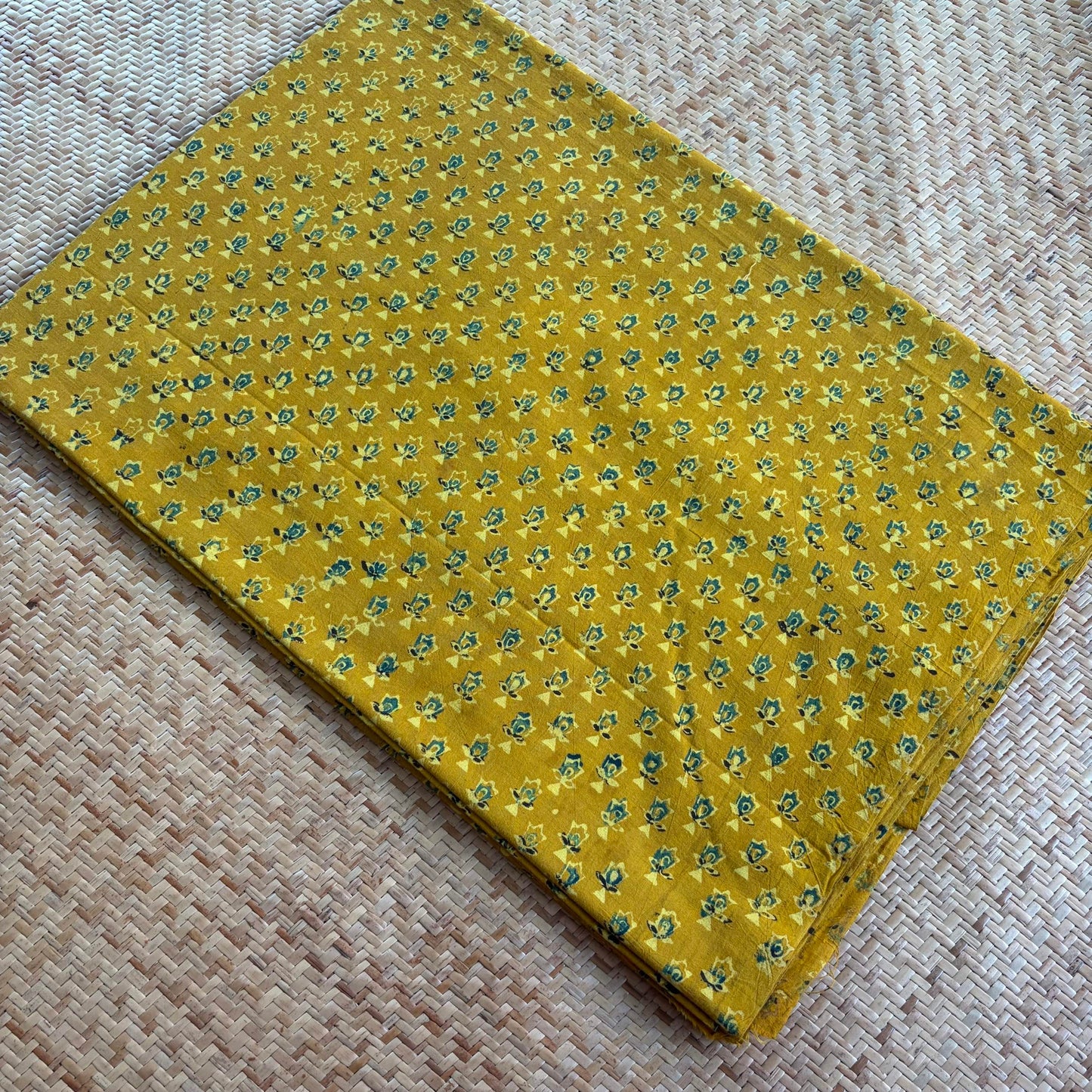 Ajrak Cotton Running Fabric, Mustard
