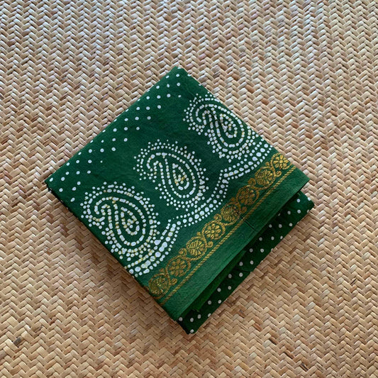 Green Wax Printed Cotton Blouse piece