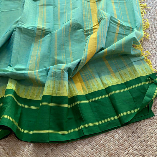 Kanchipuram Cotton Saree, Green Korvai