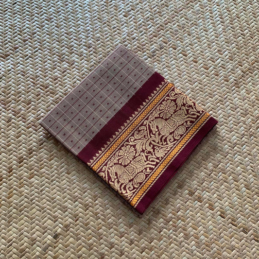 Brown- Maroon, Chettinad Cotton Blouse piece