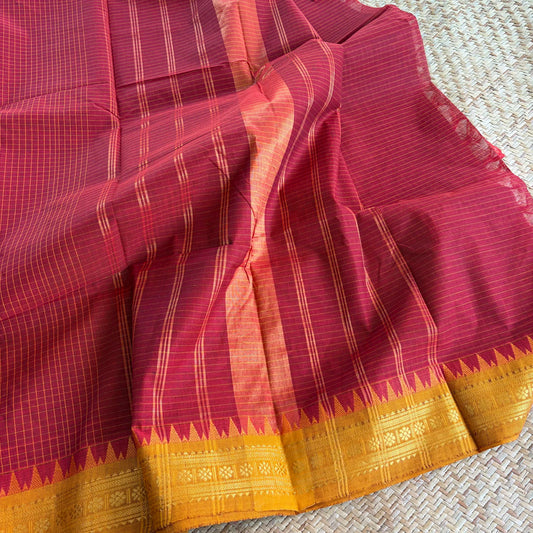 Chettinad Cotton Saree, Red