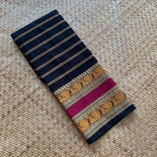 Black, Chettinad Cotton Blouse piece