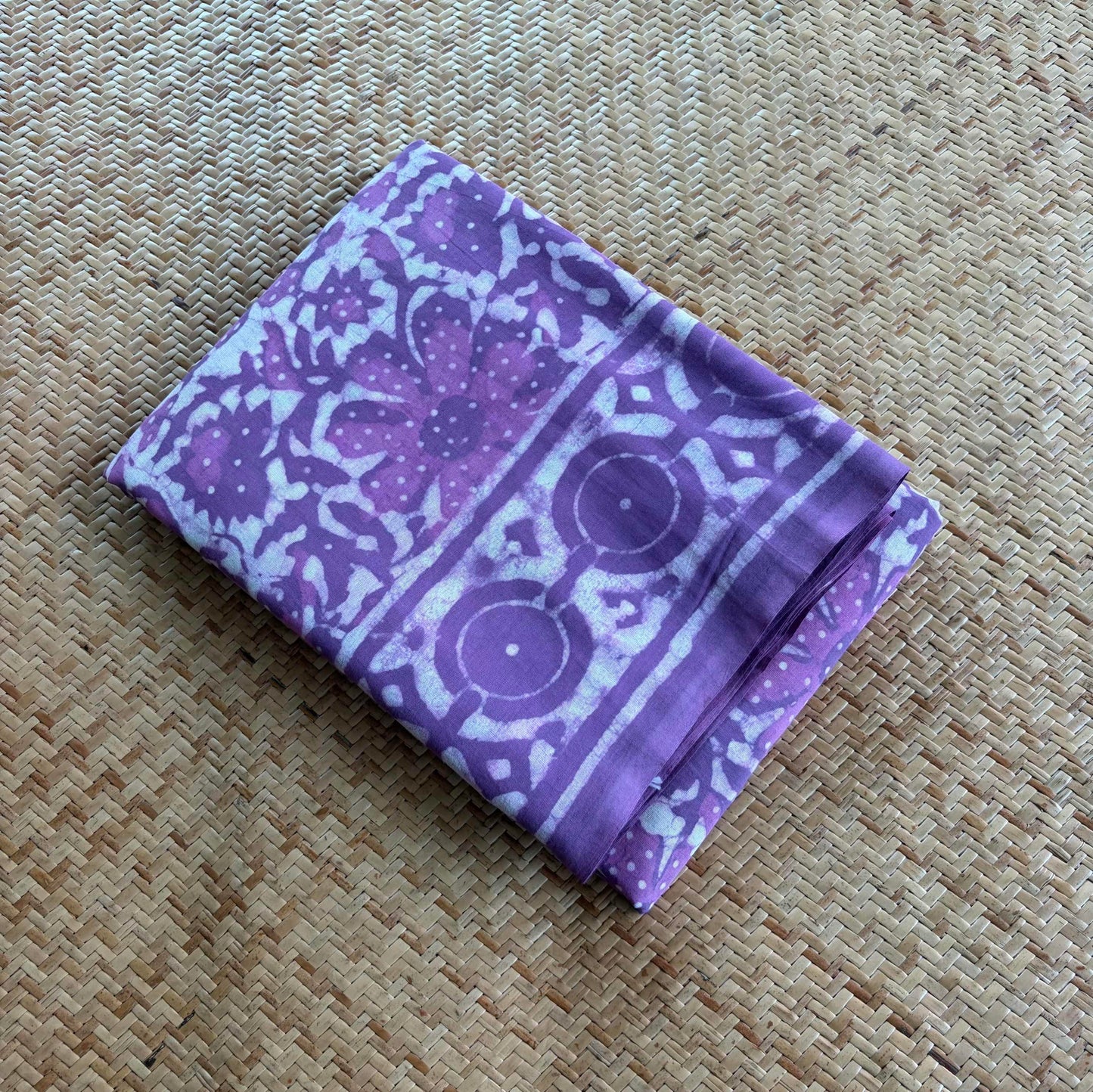 Mul Mul Cotton saree, Hand Block Printed, Purple