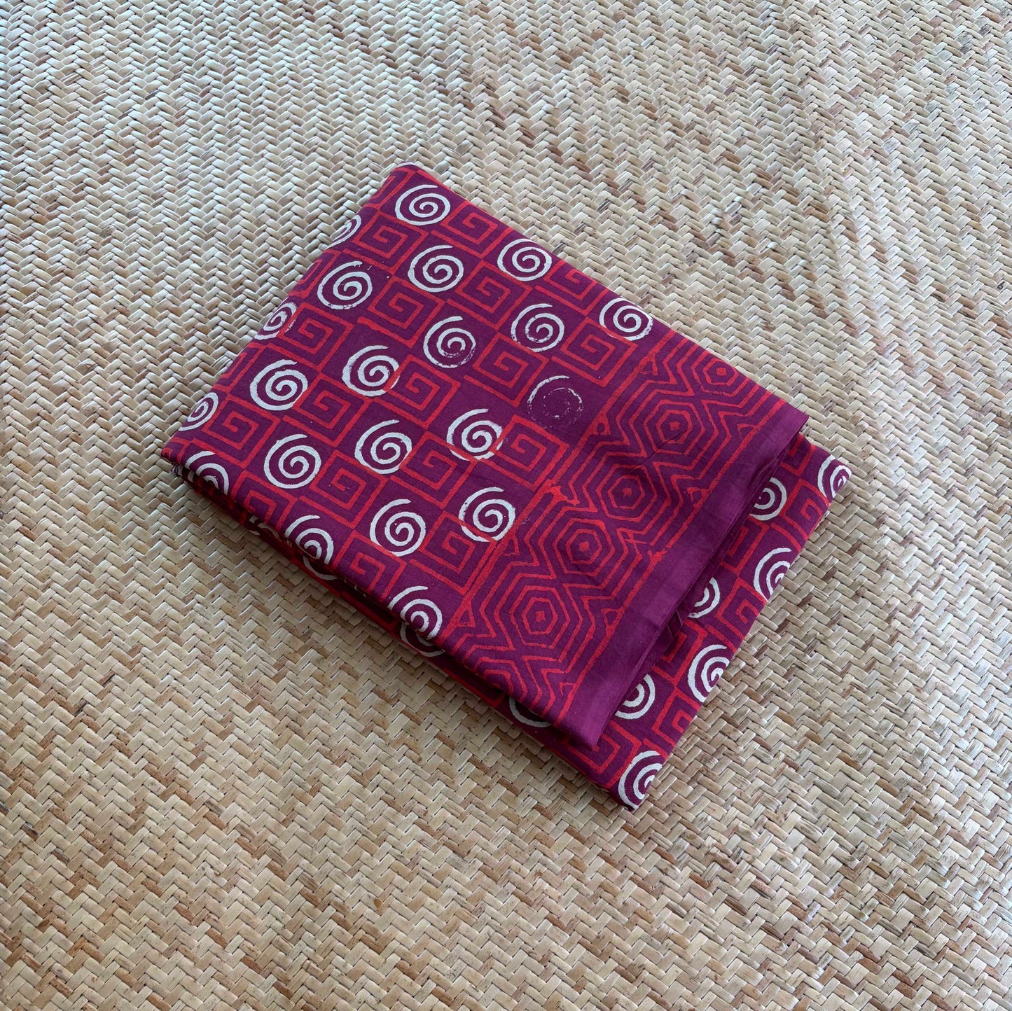 Mul Mul Cotton saree, Hand Block Printed, Maroon