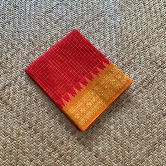 Red, Chettinad Cotton Blouse piece