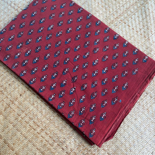 Ajrak Cotton Running Fabric, Red