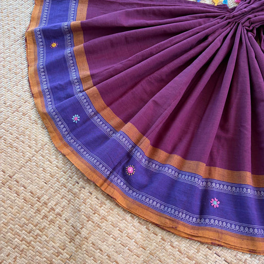 Aruppukottai Handloom Saree with multi colour thread Lambamdi embroidery