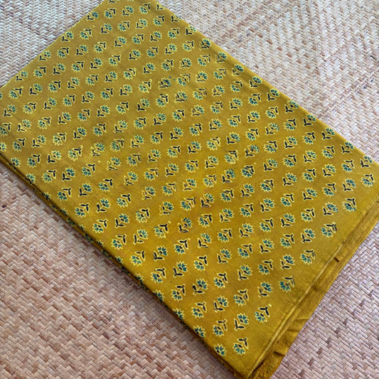 Ajrak Cotton Running Fabric, Mustard