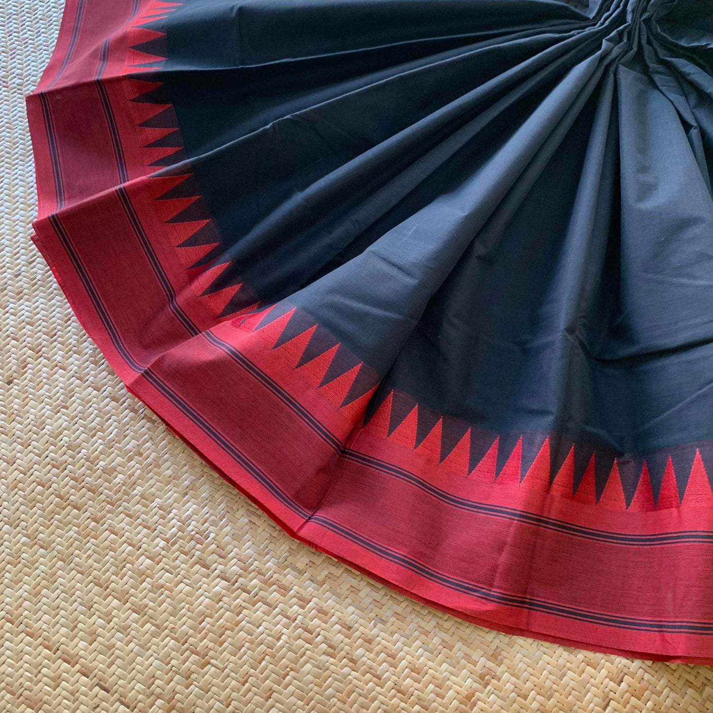 Black Saree With Thread Border, Chettinadu Cotton Saree