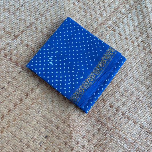 Blue Wax Printed  Cotton Blouse piece