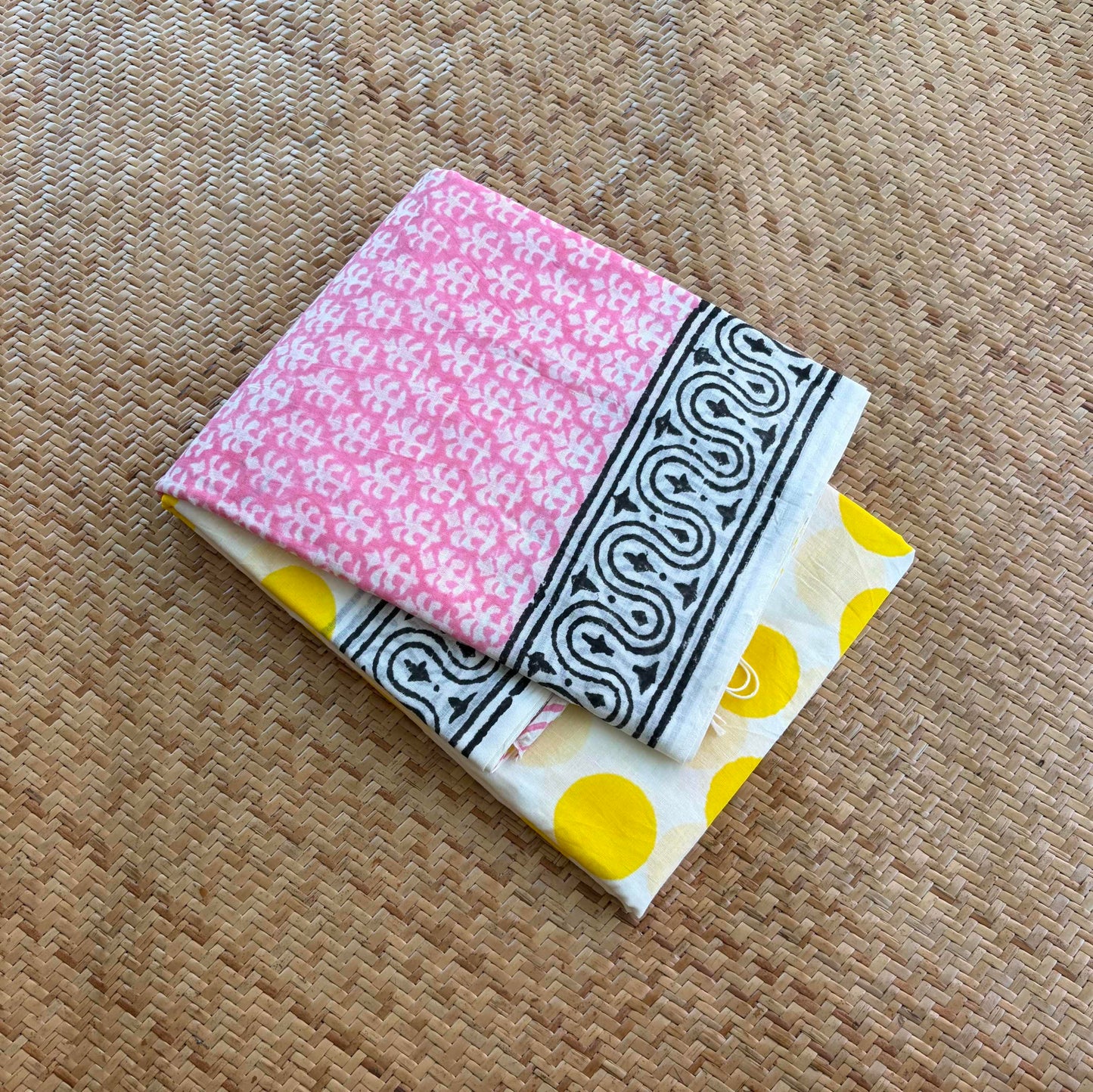 Mul Mul Cotton saree, Hand Block Printed, White