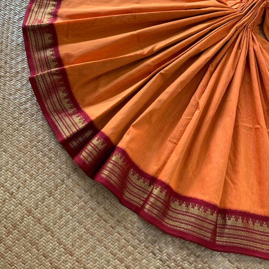 Orange, Kalyani Silk Cotton.