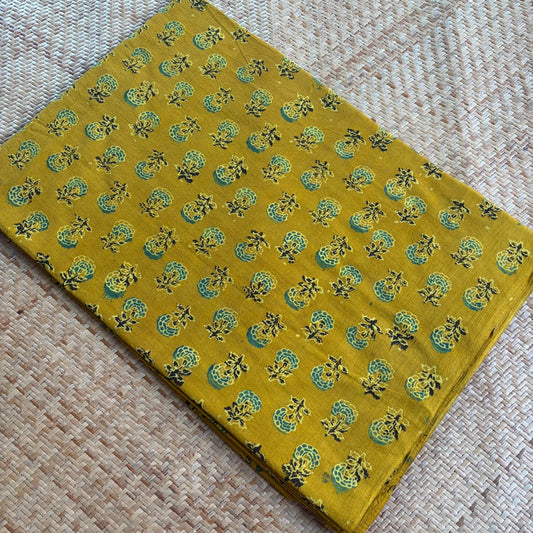 Ajrak Cotton Running Fabric, Mustard