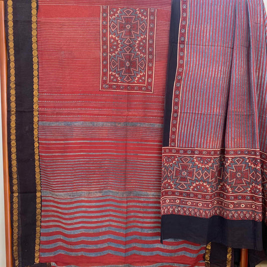 Ajrak Sungudi 2 Piece Salwar Suit Material, Red