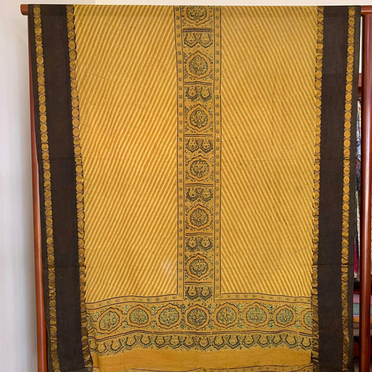 Ajrak Sungudi 2 Piece Salwar Suit Material, Mustard