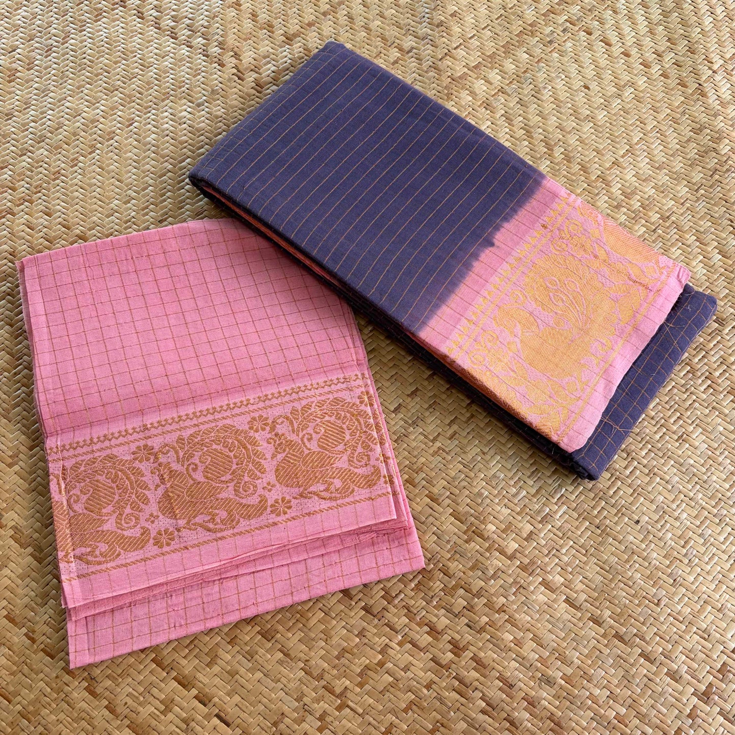 Grey Purple , Zari Kattam Sungudi