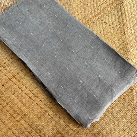 Jamdani Handloom Cotton Running Fabric, Grey