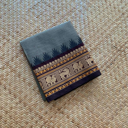 Grey, Chettinad Cotton Blouse piece