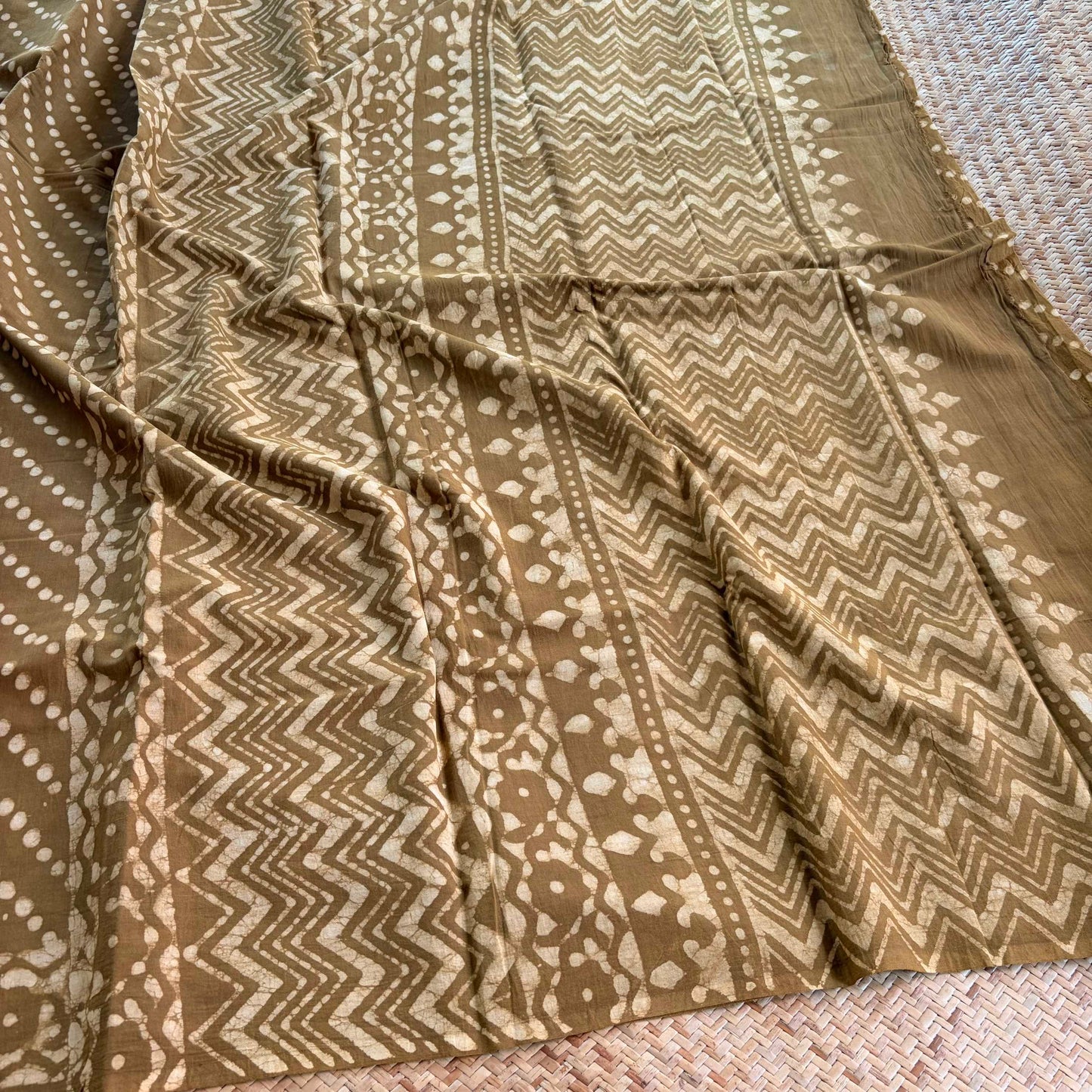 Mul Mul Cotton saree, Hand Block Printed, Mustard