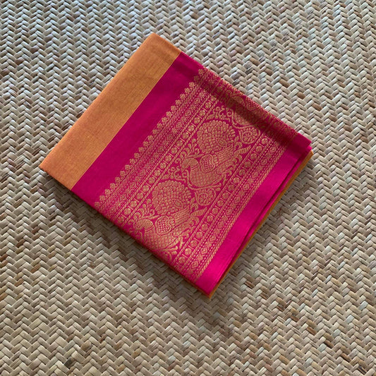 Orange, Chettinad Cotton Blouse piece