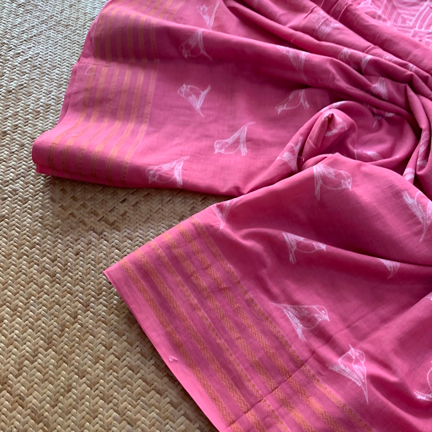 Pink, Hand Crafted Shibori Sungudi Cotton Saree