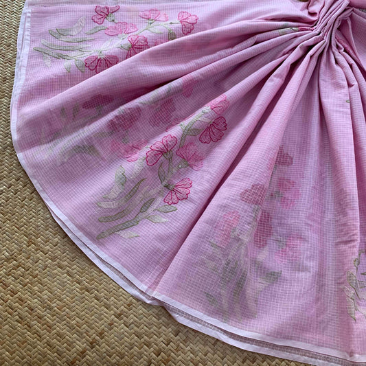Pastel Pink with Multi Colour thread Shadow embroidery