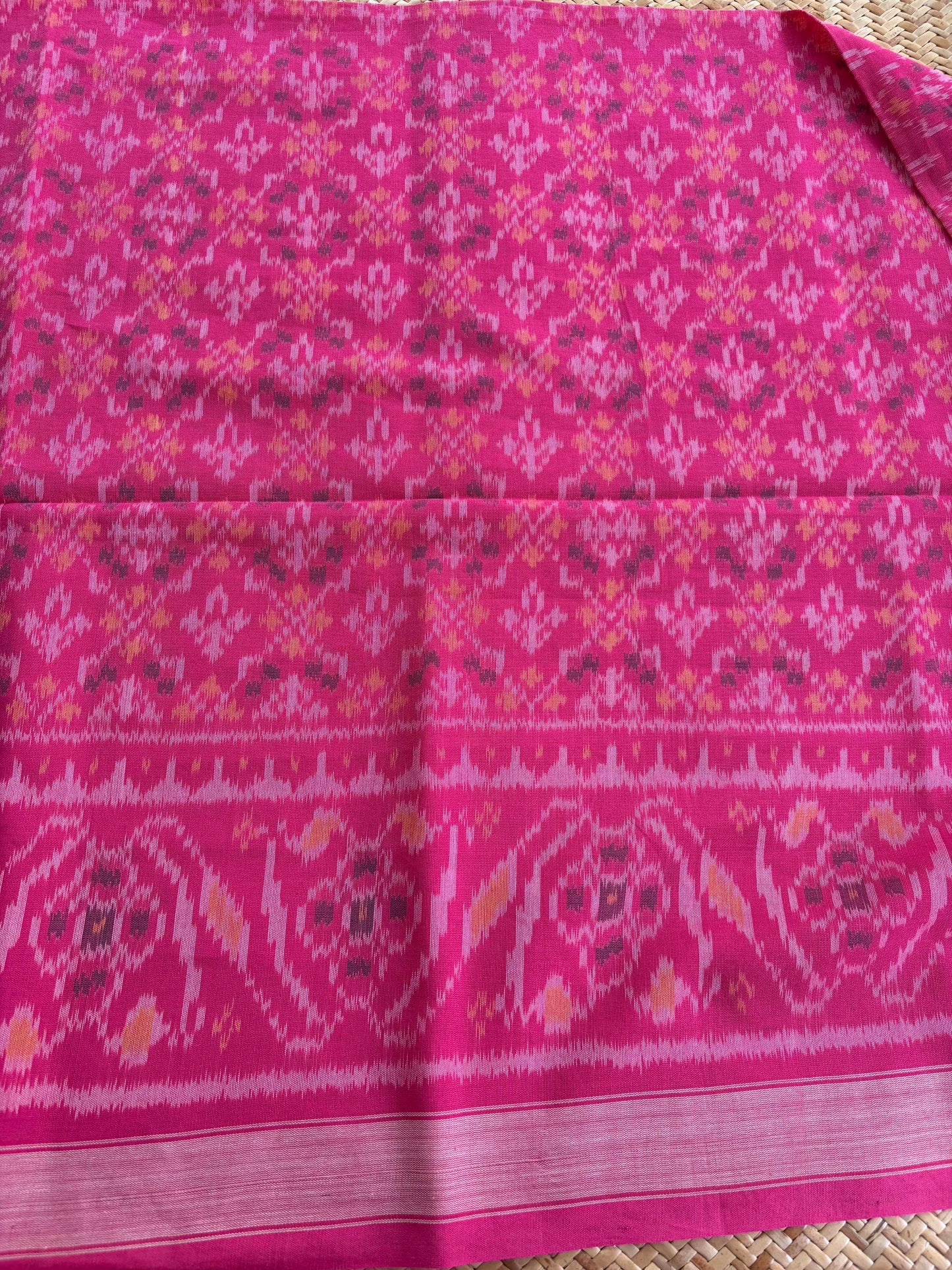 Pink, Genuine Patola Cotton Handloom Dupatta