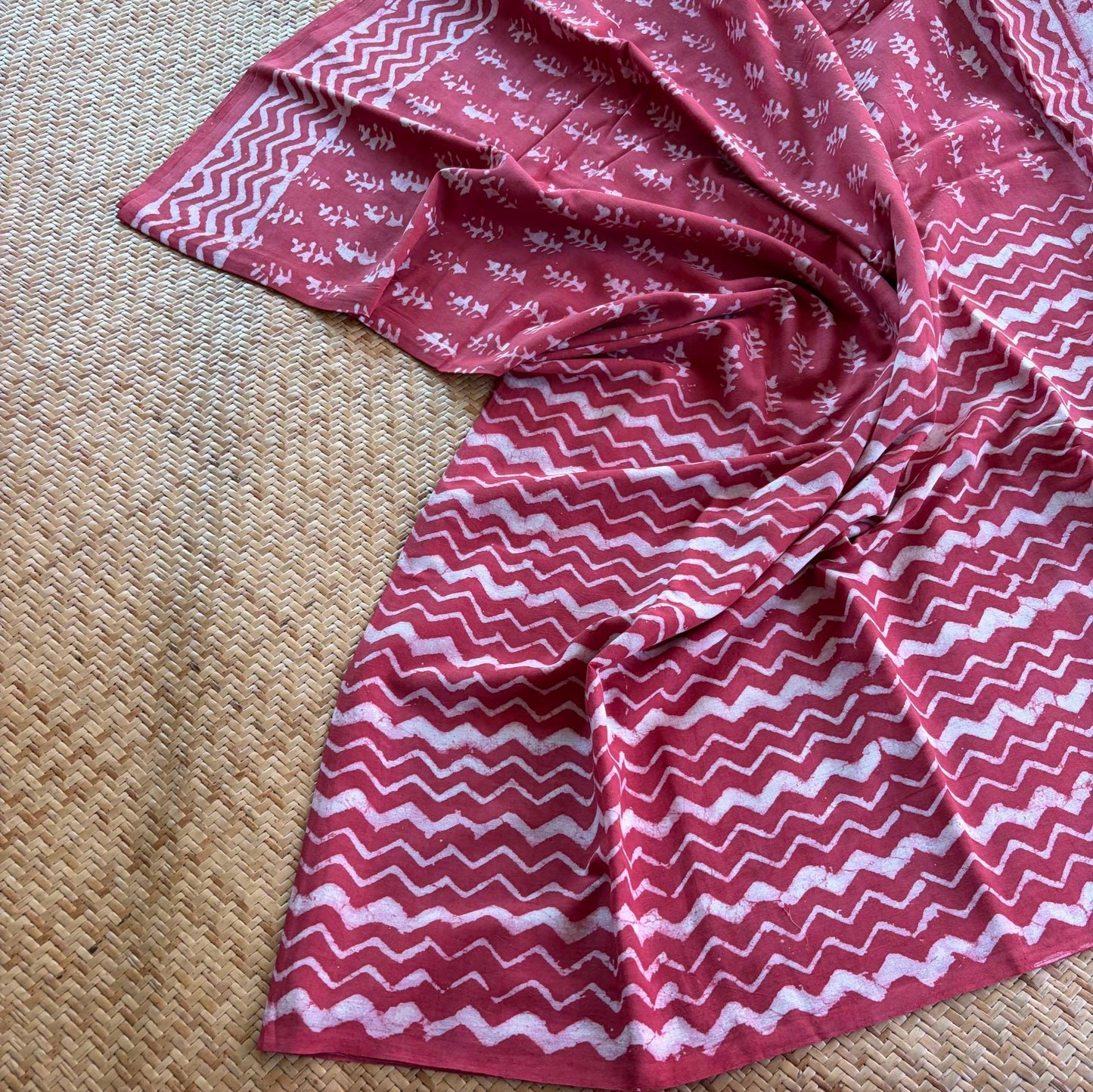 Mul Mul Cotton saree, Hand Block Printed, Pink