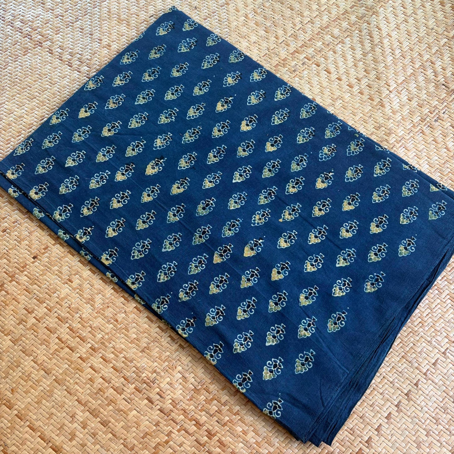 Ajrak Cotton Running Fabric, Blue