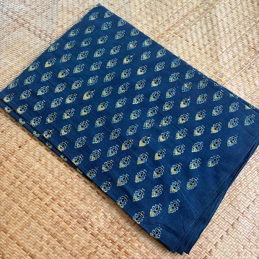 Ajrak Cotton Running Fabric, Blue