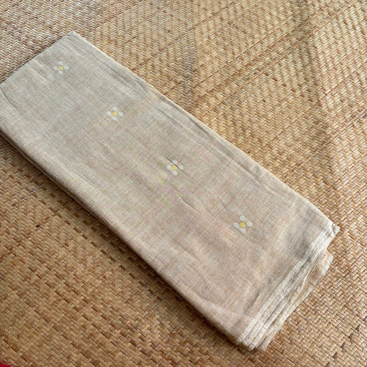 Jamdani Handloom Cotton Running Fabric, Nude