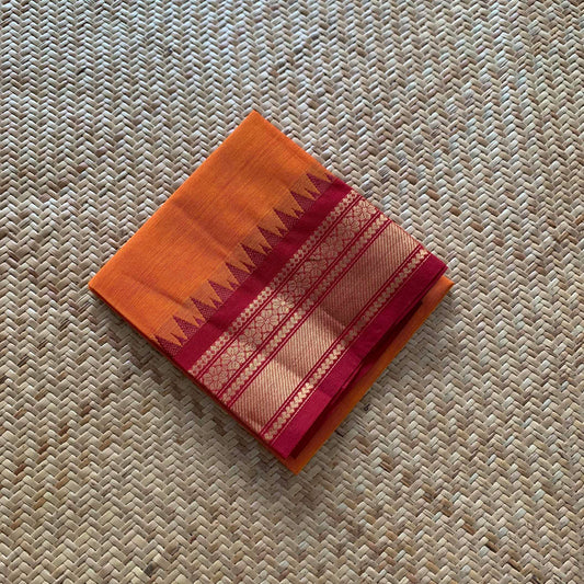 Orange, Chettinad Cotton Blouse piece