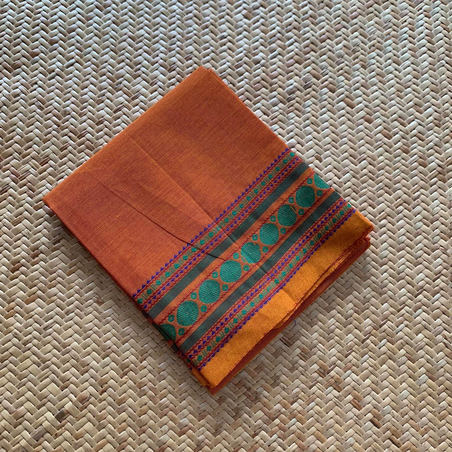Orange, Chettinad Cotton Blouse piece