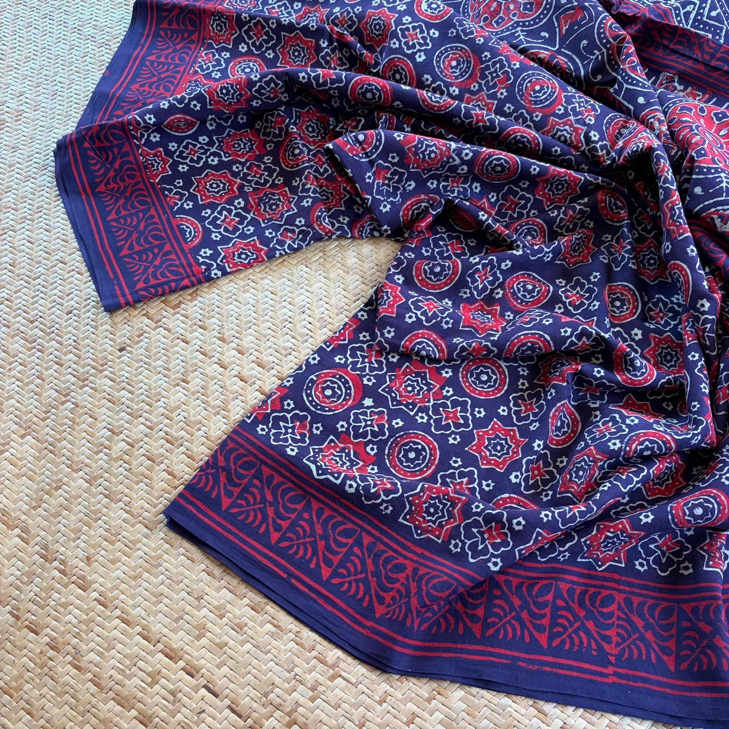 Mul Mul Cotton saree, Hand Block Printed, Purple