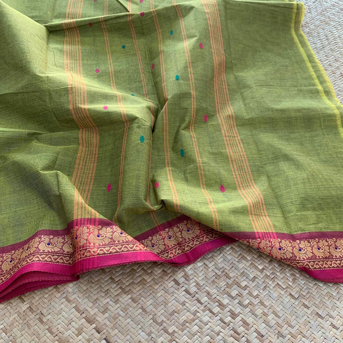 Green Thread Border, Chettinad Cotton Saree