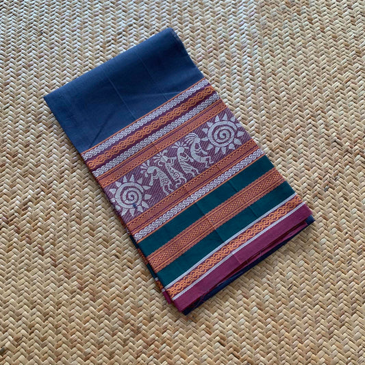 Grey, Hand woven Cotton Fabric Cut piece