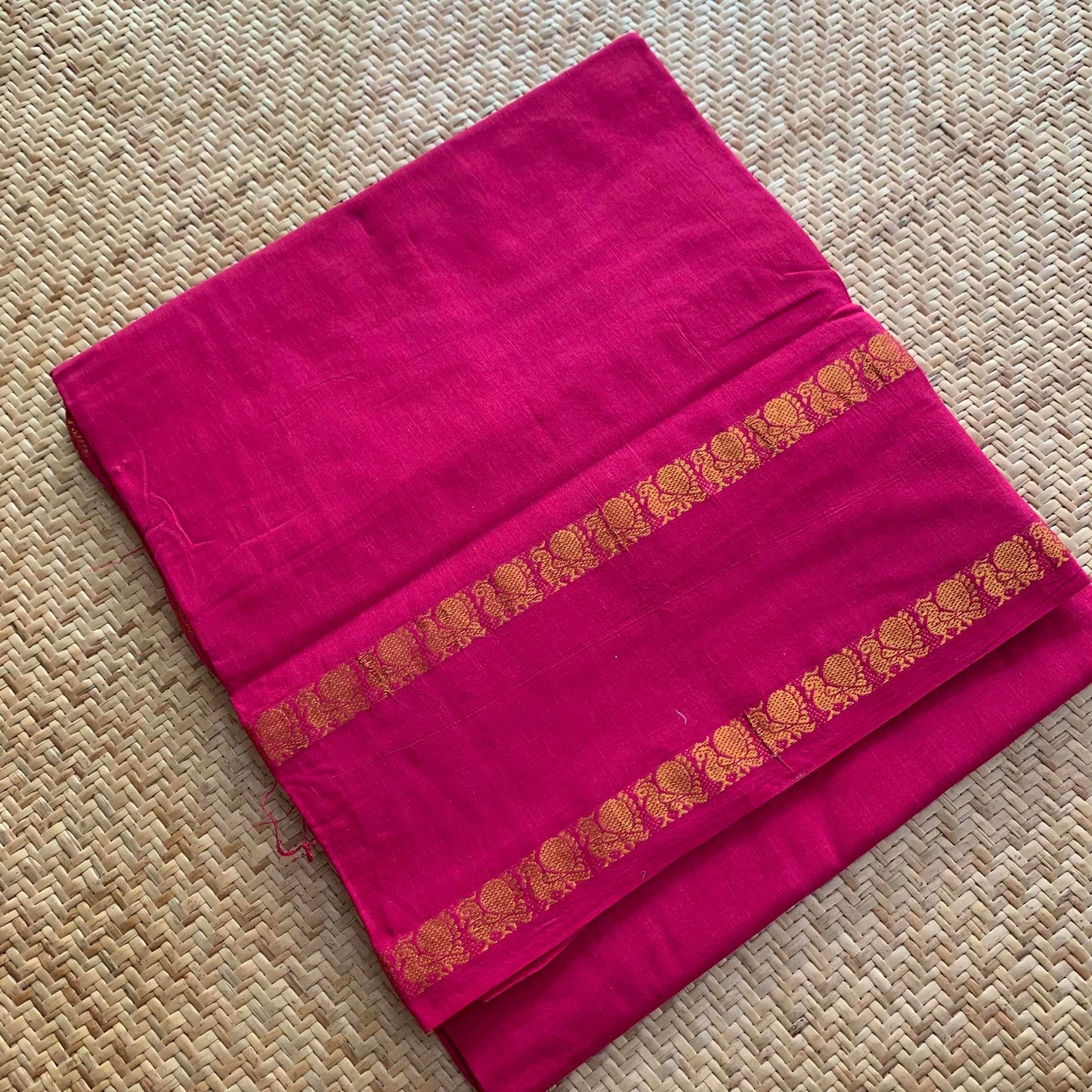 Pink Saree , Zari Annam Rettai Pettu Border , Clamp dyed (Kattu sayam).