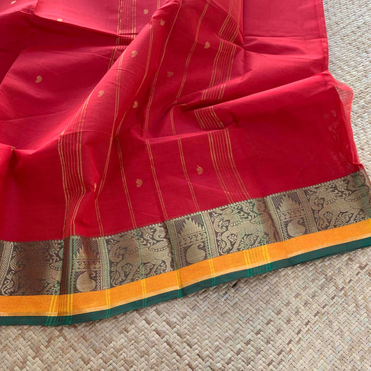 Chettinad Cotton Saree, Red Saree