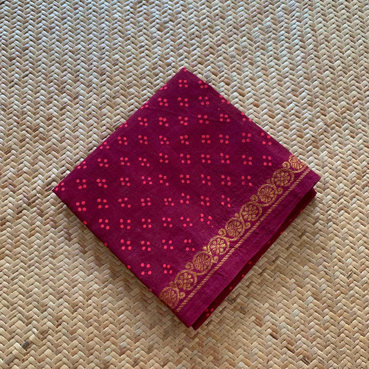 Maroon Wax Printed Cotton Blouse piece