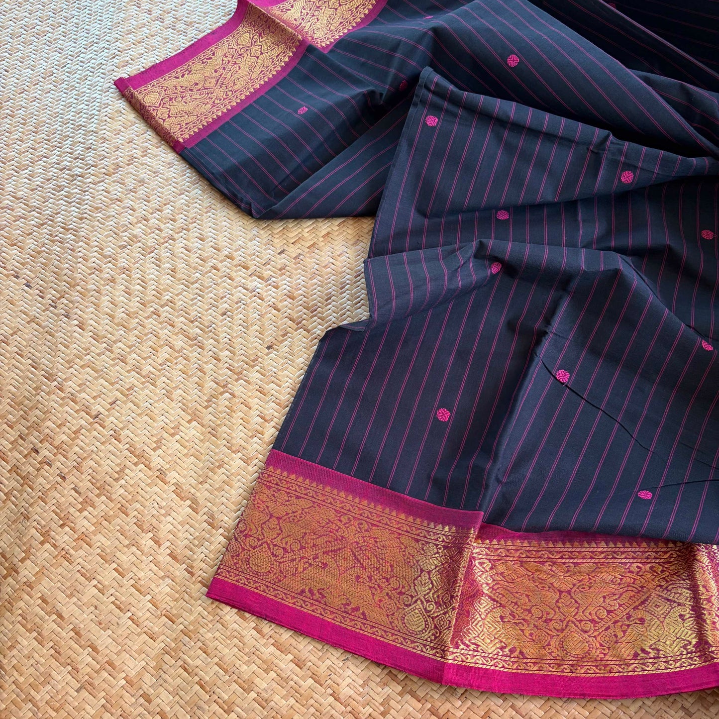 Chettinad Cotton Saree, Black