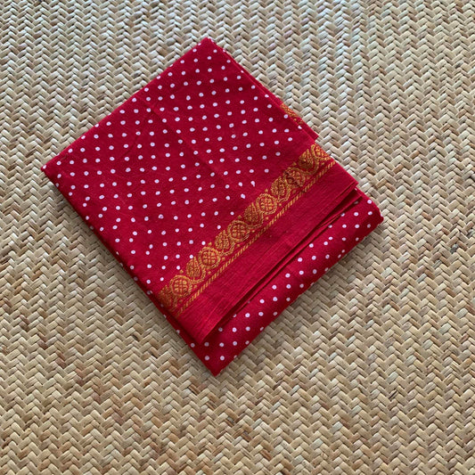 Red Wax Printed , Cotton Blouse piece