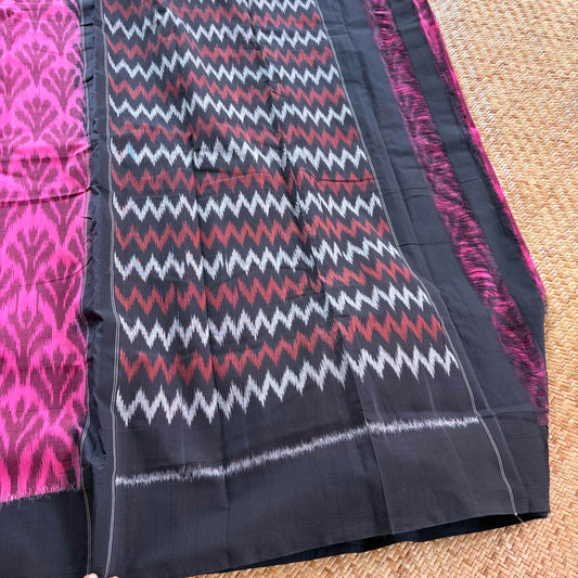 Pink Pochambally Ikkat Hand Woven Cotton Saree