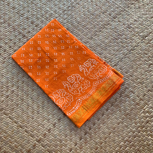 Orange Wax Printed , Cotton Blouse piece