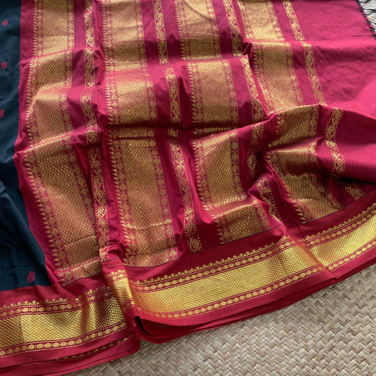 Black, Kalyani Silk Cotton.