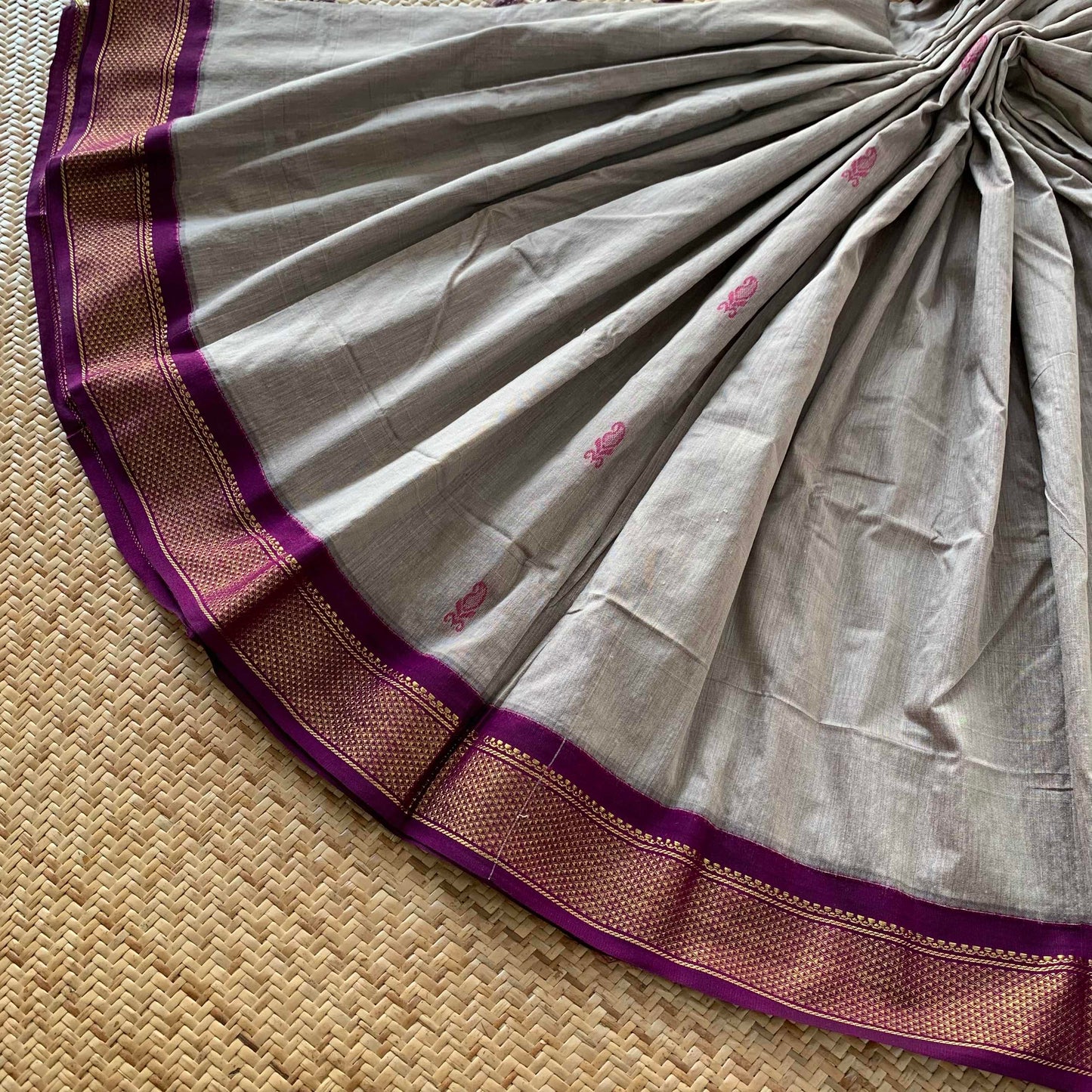 Steel Grey, Kalyani Silk Cotton.