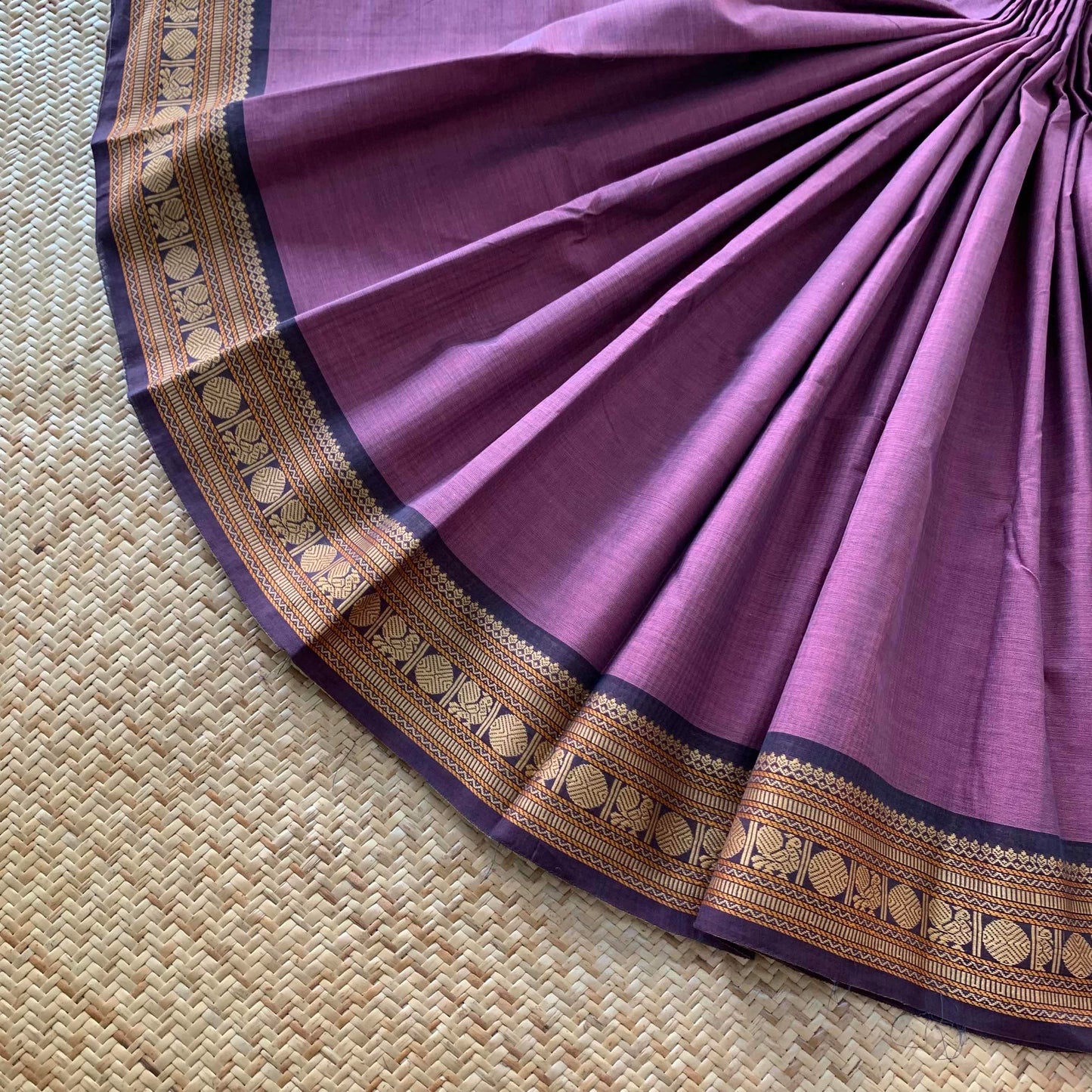 Purple with purple Thread Border, Chettinadu Cotton Saree