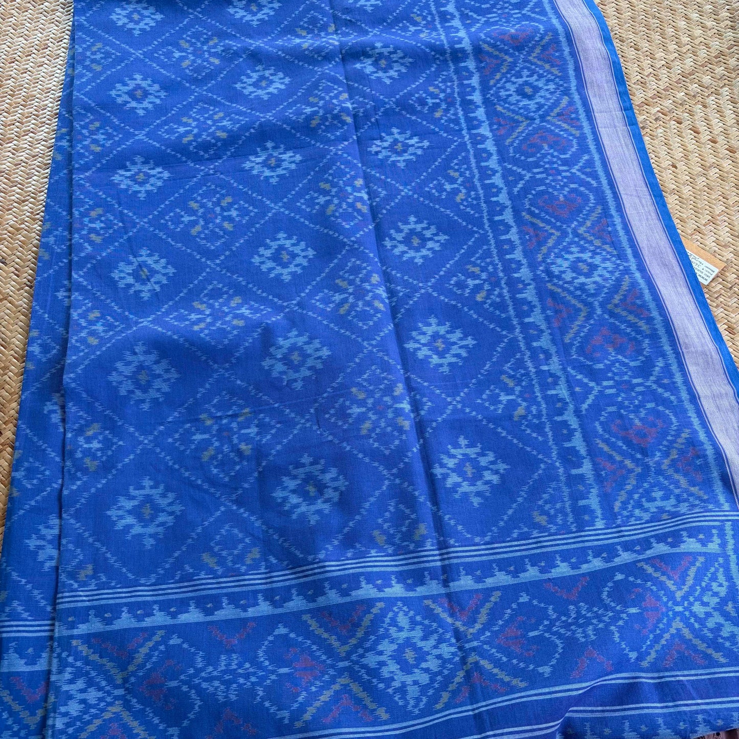 Blue, Genuine Patola Cotton Handloom Dupatta