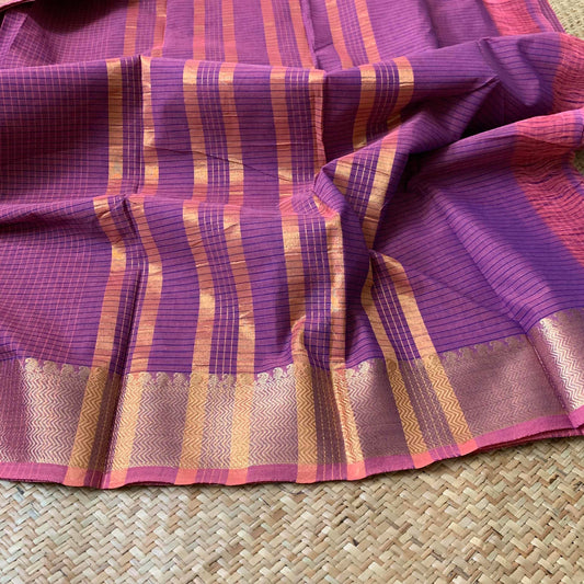 Kanchipuram cotton, Purple checked