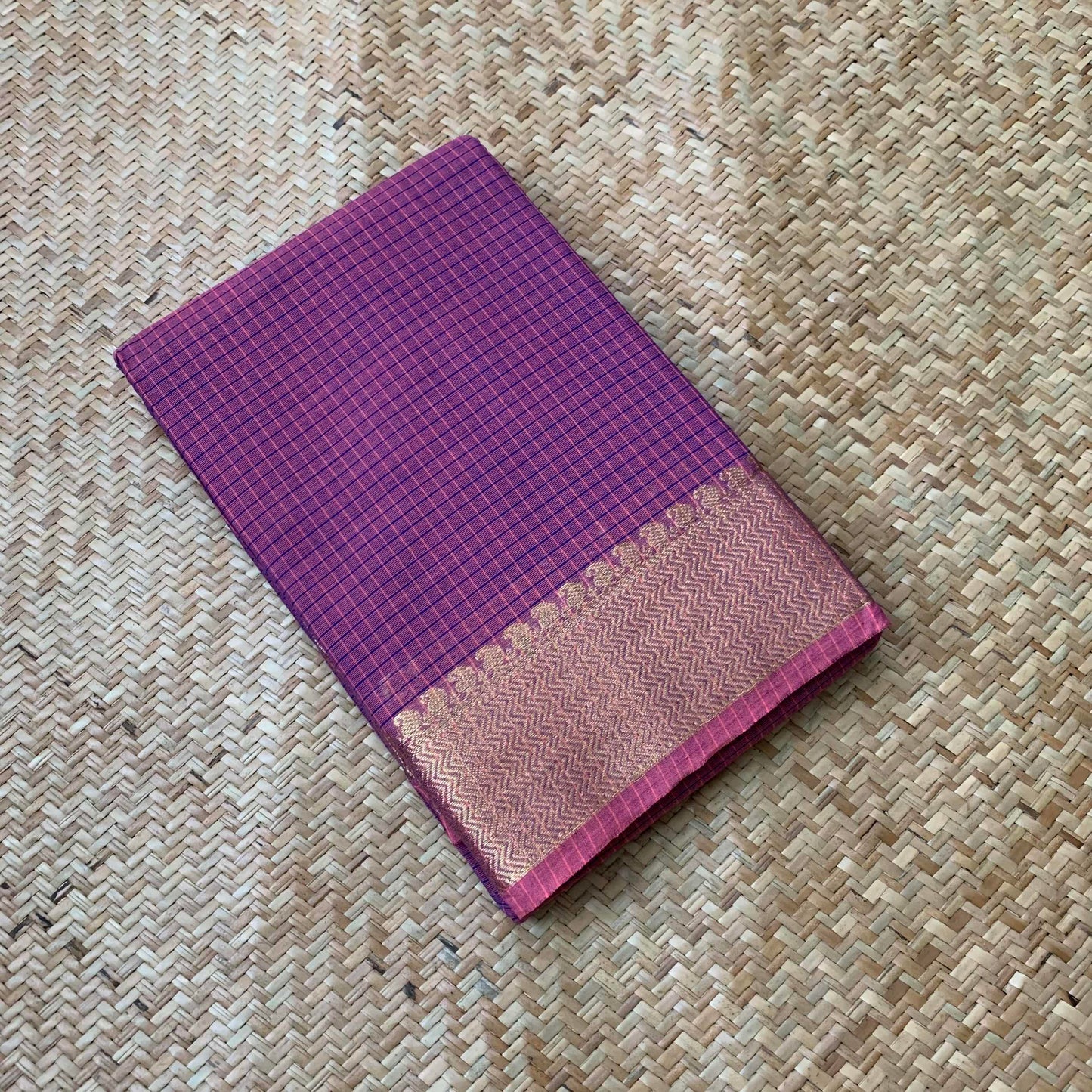 Kanchipuram cotton, Purple checked